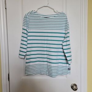 Helly Hansen shirt white green striped top HH cotton casual plus size XL preppy